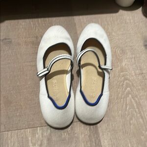 Rothy's White and Blue Kids Mary Jane Shoes